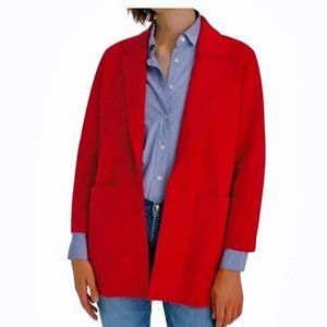 Magaschoni Boyfriend Oversize Red Blazer Cotton Poly Wool Knit S